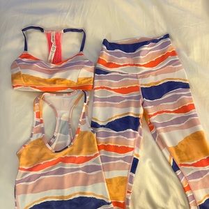 LuLuLemon 3 piece set: size 4 (cropped leggings, sports bra, razorback top)